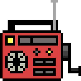 Illustration, hand-held radio, radio, red, 