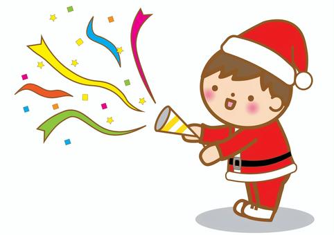 クリスマスにクラッカーを鳴らす男の子 クリスマス,クラッカー,クリスマスパーティー,パーティー,12月,鳴らす,引っ張る,男の子,めでたい,祝福のイラスト素材