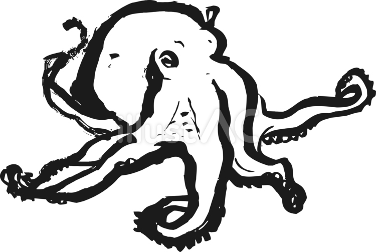 筆で描いたタコ 手描き,シンプル,リアルのイラスト素材