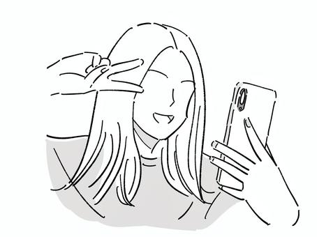 A woman taking a selfie with her smartphone, JPG and PNG A woman taking a selfie with her smartphone, smartphone, self-taken, selphy, JPG and PNG