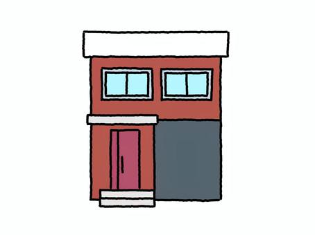 一戸建住宅 一戸建住宅 一戸建て,2階建て,住宅,家,線画,シンプル,手描きのイラスト素材