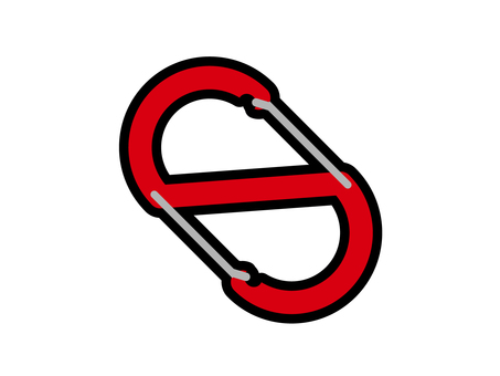 ステッカー風のS字のカラビナ カラビナ,金具,留め具,固定具,キーホルダー,金属,リング,クライミング,山登り,ロッククライミングのイラスト素材