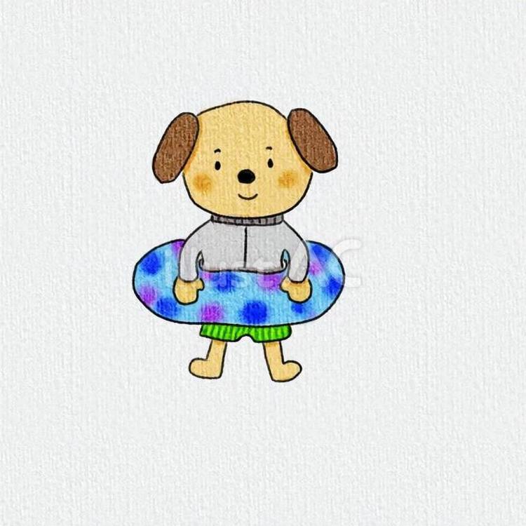 うきわ うきわ,水着,いぬのイラスト素材