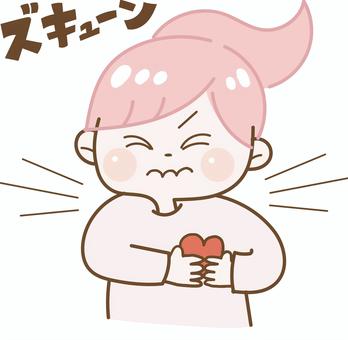 ハートを撃ち抜かれる女性 ハートを撃ち抜かれる女性 人物,女性,かわいいのイラスト素材