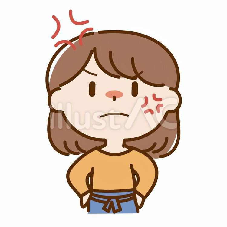 とっても怒っているエプロンの女性 怒る,怒り,お母さんのイラスト素材
