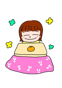 こたつでぬくぬく こたつ,あたたかい,冬,冬休み,みかんのイラスト素材