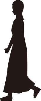 歩行者女性  歩行者女性  歩行者,歩く,若い,女性,シンプル,横向き,スカート,シルエットのイラスト素材