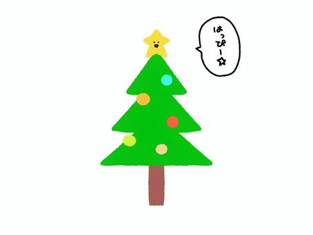 喋ってる可愛いシンプルなクリスマスツリー クリスマスツリー,もみの木,クリスマス,聖樹,樹木,ツリー,挿絵,可愛い,シンプル,ゆるいのイラスト素材
