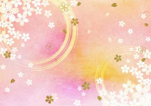 Sakura brush pattern _ pink Japanese paper background-horizontal 3358, carta di capodanno, penna, ciliegio, JPG and AI