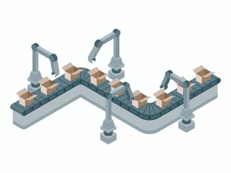 アイソメトリック_ベルトコンベア アイソメトリック,立体,アイソメ,斜め上,工場,生産ライン,製造,コンベア,ベルト,自動化のイラスト素材