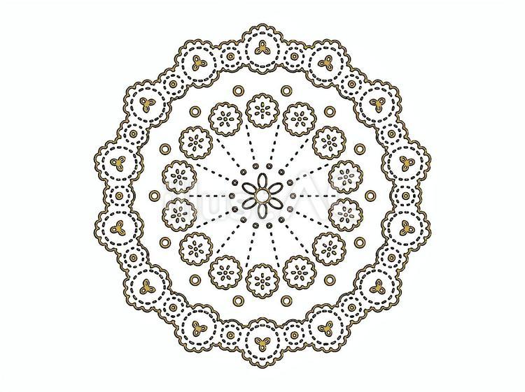 金色の丸いレース模様 レース,ドイリー,丸のイラスト素材