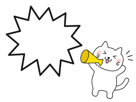 メガホン猫　吹き出し 猫,応援,吹き出し,ふきだし,メガホン,かわいい,スポーツ,運動会,体育祭,試合のイラスト素材