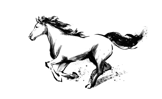 走る馬_筆_1 走る馬_筆_1 馬,筆,年賀状,走る馬,走る,筆絵,手描き,動物,干支のイラスト素材