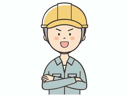 どや顔する男性作業員 どや顔する男性作業員 腕組み,どや顔,自信,自慢,偉そう,自信家,建築士,現場監督,作業員,設計士のイラスト素材