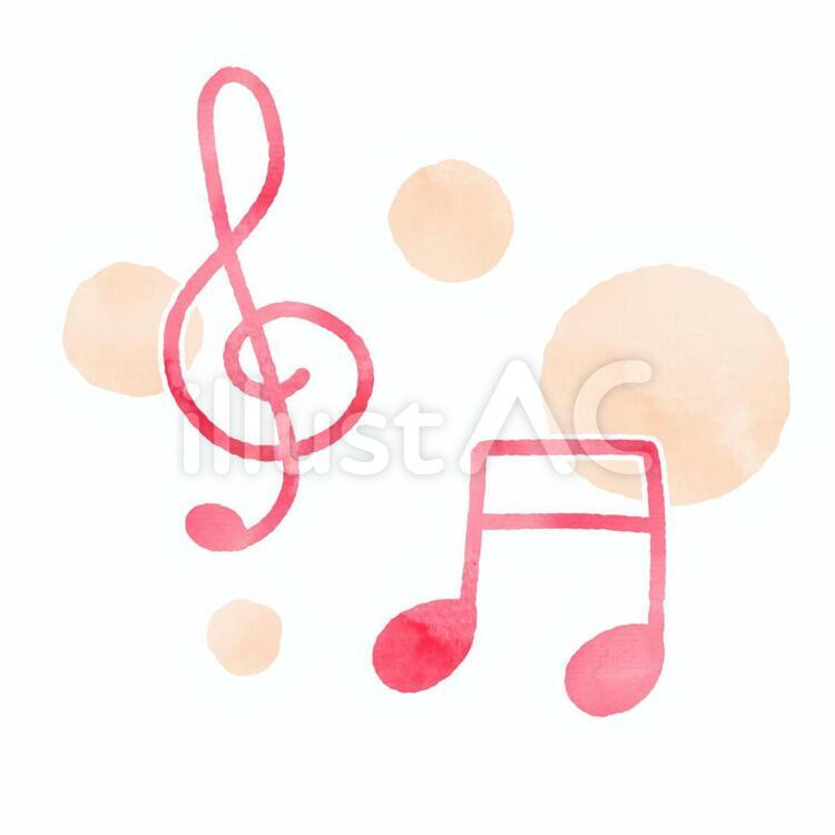 水彩風　音符セット 音符,音,音楽のイラスト素材