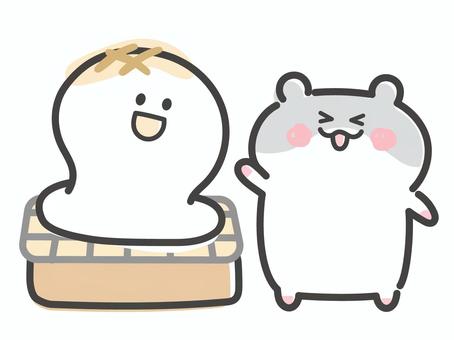 かわいい焼けたお餅とハムスター お餅,ハムスター,焼く,餅,キャラクター,お正月,正月,年賀,新年,焼けたのイラスト素材
