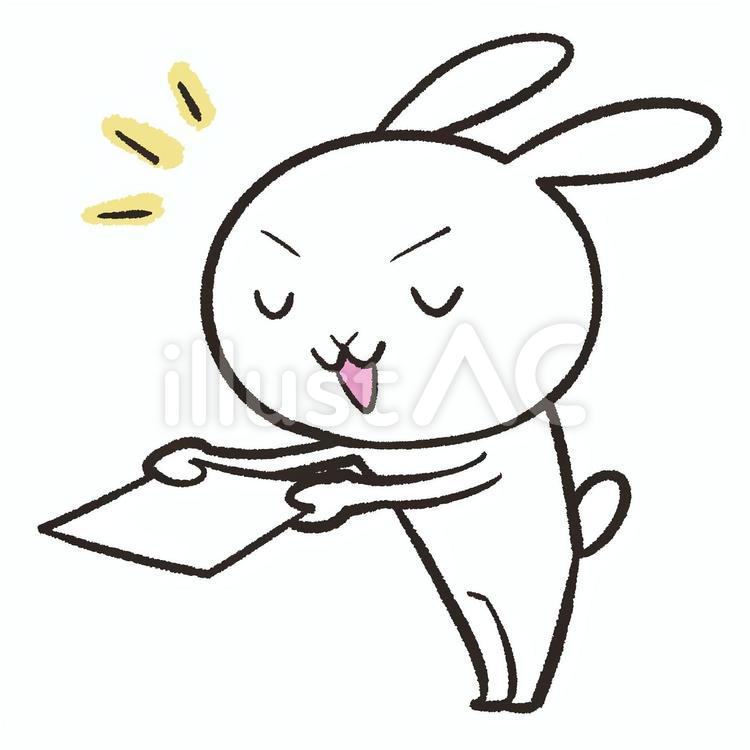 書類を持つウサギ うさぎ,兎,ウサギのイラスト素材