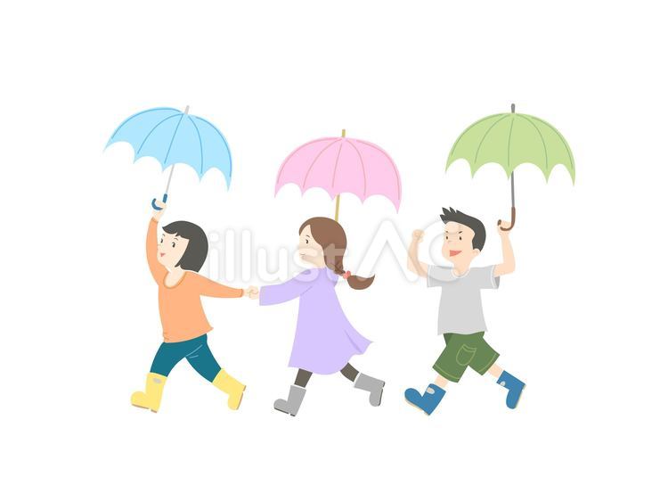 雨の日 雨,傘,子どものイラスト素材