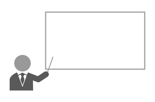 指示棒を持つネクタイの人物と枠 解説,フレーム,説明,先生,教授,人物,指示棒,講義,授業,スーツのイラスト素材