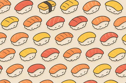 かわいいにぎり寿司パターン 寿司,にぎり,サーモン,まぐろ,たまご,和食,食べ物,かわいい,キャラクター,パターンのイラスト素材