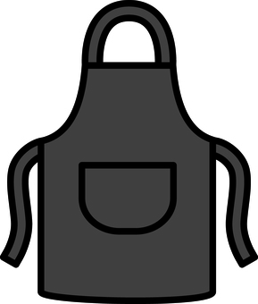 黒のエプロンです。 エプロン,シンプル,介護,福祉,ワンポケット,無地,家庭用,業務用,ポケット付き,ケアのイラスト素材