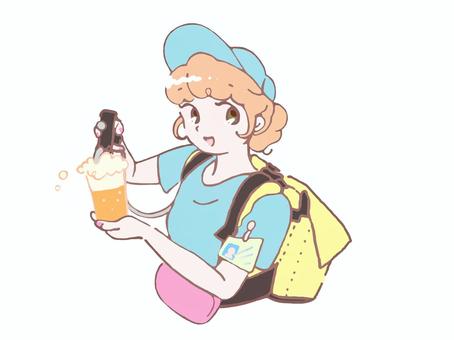 Illustration, stade, bière, vente par le box-office, 