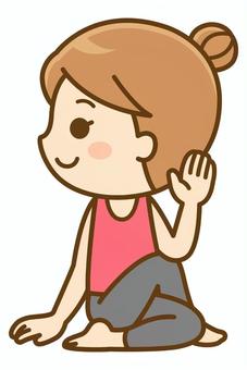 半分の魚の王のポーズをする女性 ヨガ,ストレッチ,エクササイズ,フィットネス,スポーツ,運動,半分の魚の王のポーズ,柔軟,美容,健康のイラスト素材
