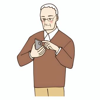 スマホを操作する高齢男性 スマホ,電話,高齢,男性,人物,操作,申し込み,メール,連絡,ホームページのイラスト素材