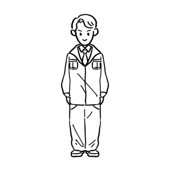 作業員の男性(線画) 男性,作業着,人物,仕事,求人,職業,バイト,正社員,募集,元気のイラスト素材