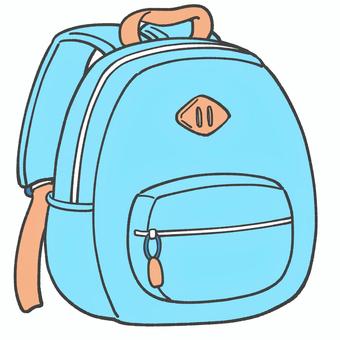 リュックの手描きイラスト3 リュック,かわいい,手描き,遠足,ピクニック,おしゃれ,水色,保育園のイラスト素材