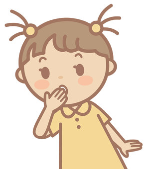 人物素材150＿クチをふさぐ女の子 女の子,かわいい,人物,ビックリ,まぁ,リアクション,表情,目撃,表現,呆気のイラスト素材