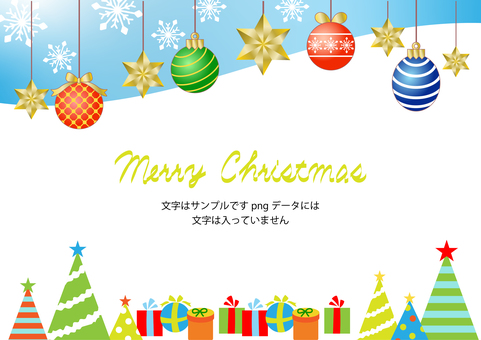 クリスマスオーナメントフレーム クリスマス,冬,雪,結晶,ボール,オーナメント,星,金色,赤,青のイラスト素材