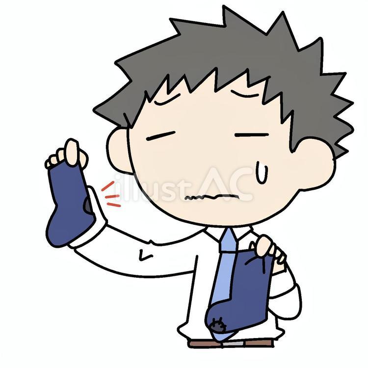 靴下の穴と困る男性 男性,靴下,困るのイラスト素材