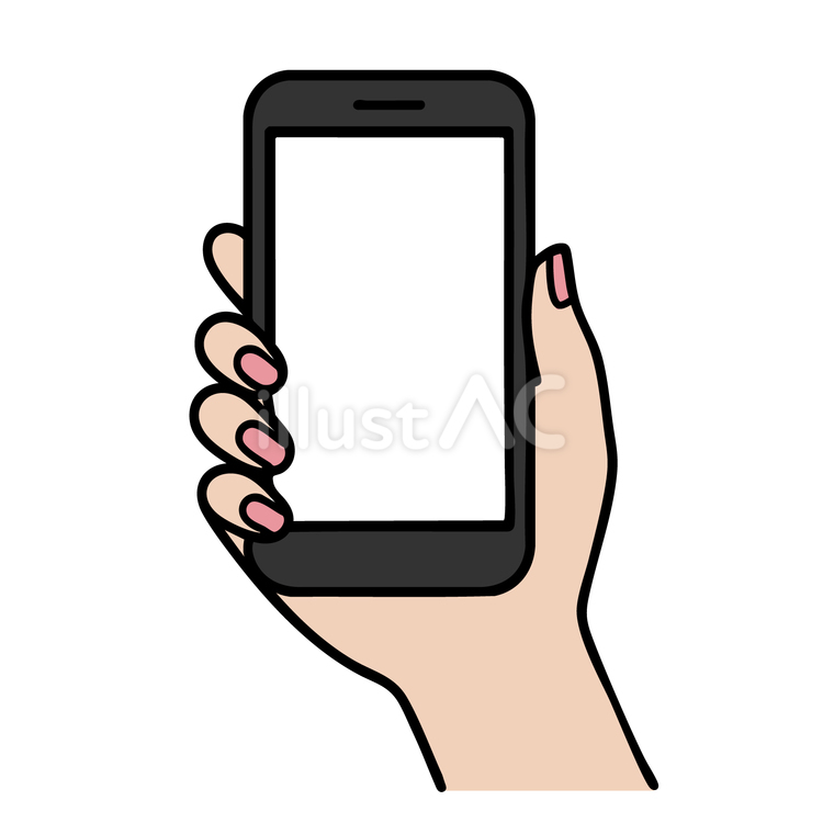 ネイルをしてスマートフォンを持つ手 スマホ,携帯,片手のイラスト素材