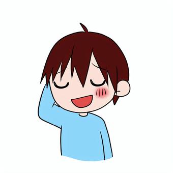 照れている男の子 男の子,人物,表情,照れ,機嫌のイラスト素材