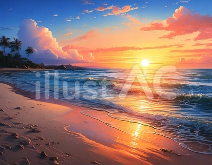 夕日と海2