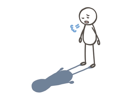 棒人間　ため息 棒人間,人,ため息,影,ストレス,疲労,限界,呆れる,後悔,失敗のイラスト素材