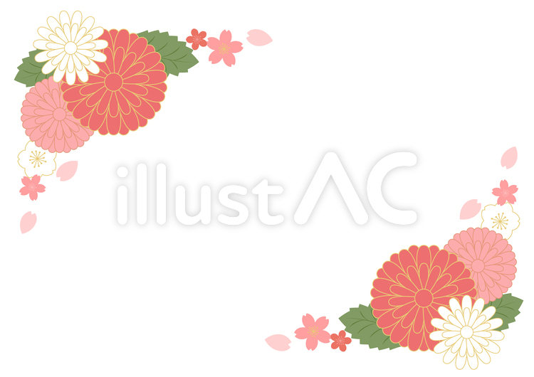 和風な花のフレーム 花,和風,パーツのイラスト素材