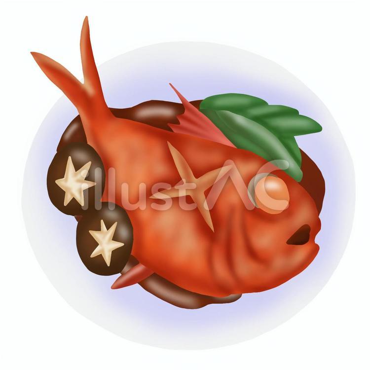 金目鯛の煮付け(主線なし) 金目鯛,煮付け,魚のイラスト素材