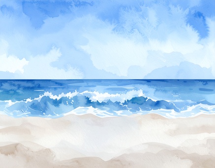 波打ち際の自然風景イラスト