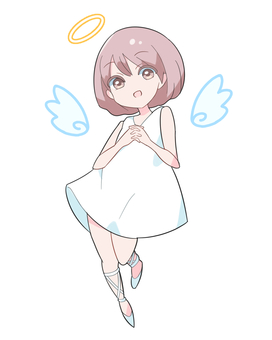 天使の女の子 女の子,天使,白,ワンピース,羽,翼,かわいい,デフォルメ,コスプレ,アニメのイラスト素材