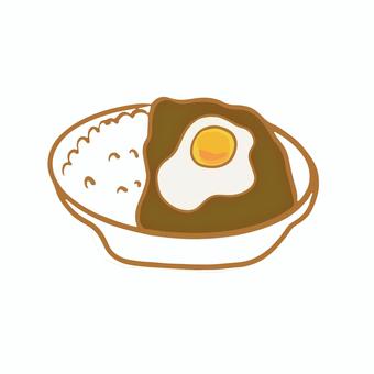 目玉焼カレー カレー,カレーライス,料理,スパイス,カレールー,ターメック,辛い,素材,食べ物,ご飯のイラスト素材