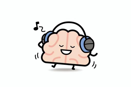 脳みそさん★音楽好き 脳みそ,音楽,ヘッドホン,聞く,踊る,脳のイラスト素材