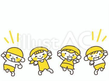 水着でジャンプする子供たち