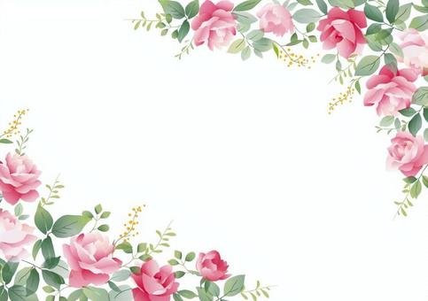 バラのフレーム バラ,秋,花,ベクター,植物,手描き,自然,水彩調,花びら,かわいいのイラスト素材