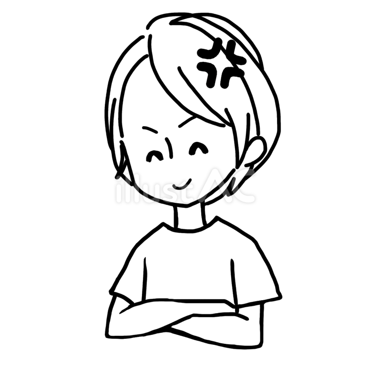 線画の笑顔で怒る女性 怒る,笑顔,女性のイラスト素材