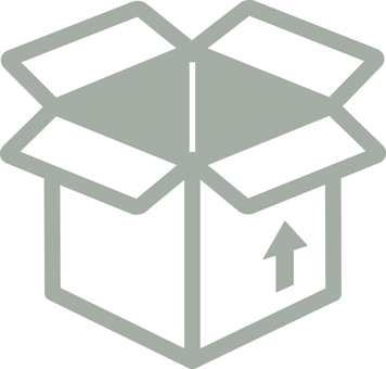 ピクトグラムのグレーの段ボール箱です。 ピクトグラム,段ボール,箱,シンプル,梱包,荷物,配送,引っ越し,紙,収納のイラスト素材