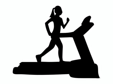 ランニングマシンでランニングする女性 ランニング,女性,ジョギング,ルームランナー,マシン,有酸素運動,シルエットのイラスト素材