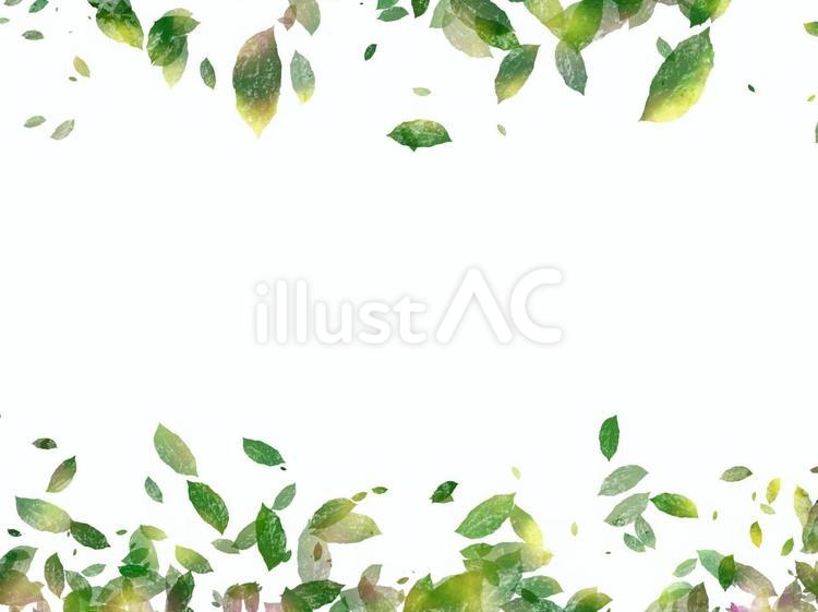 風に舞う彩りの葉っぱイラスト 水彩画風,新緑,葉のイラスト素材