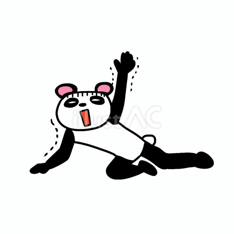 手を伸ばす倒れたパンダ パンダ,動物,キャラのイラスト素材